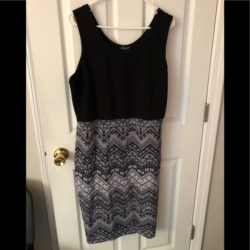 Rouge Black & White Dress, Waffle Material, Size 2X